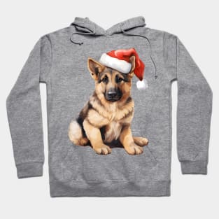 German Shepherd Dog in Santa Hat Hoodie